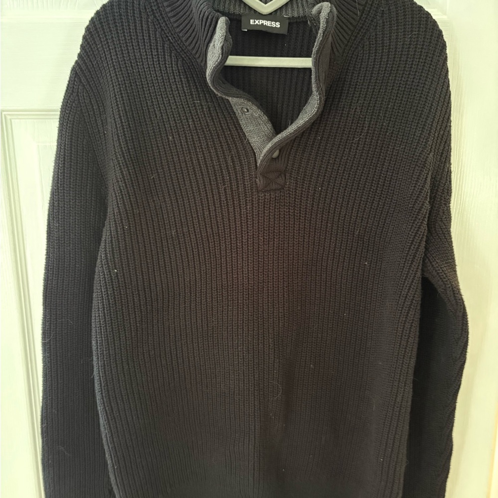Express Men's Charcoal Zip Up Sweater